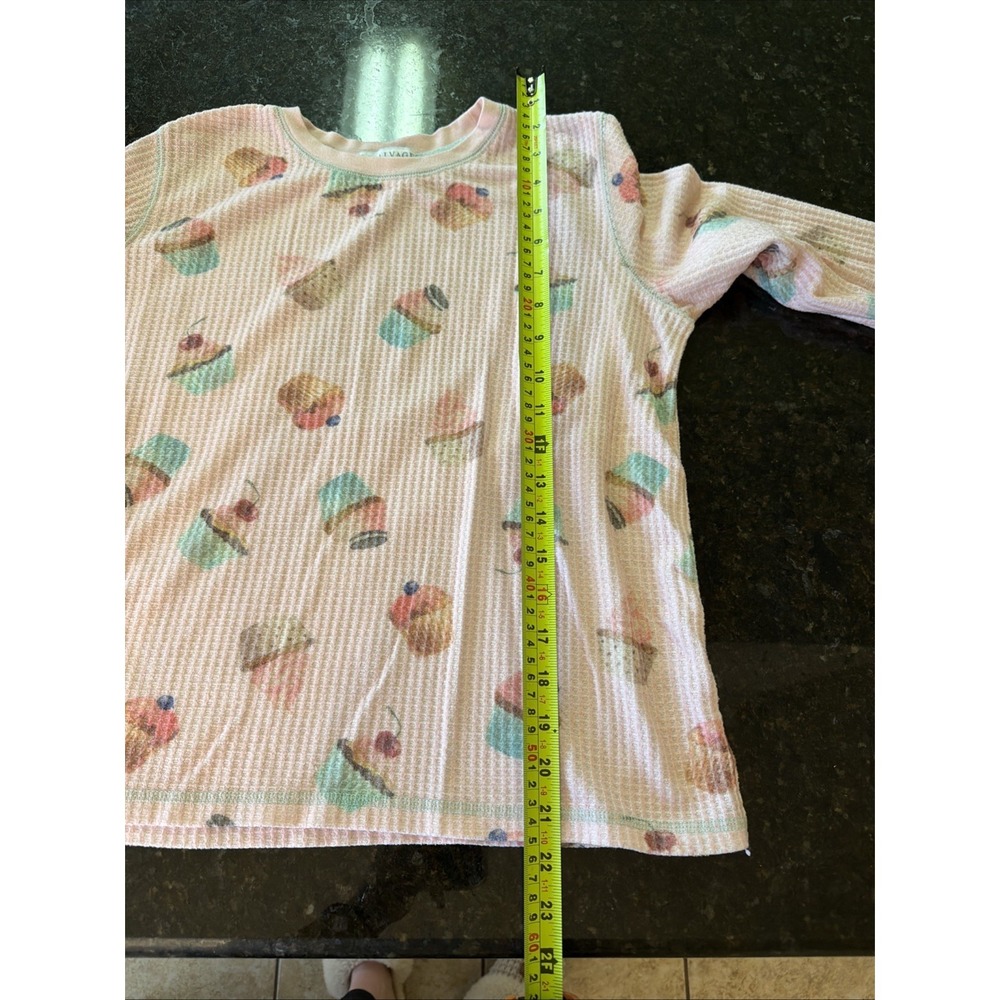 PJ Salvage Cupcake Pajamas Set PJs Waffle‎ Knit Thermal Sz Sm Jogger Style - Picture 5 of 10